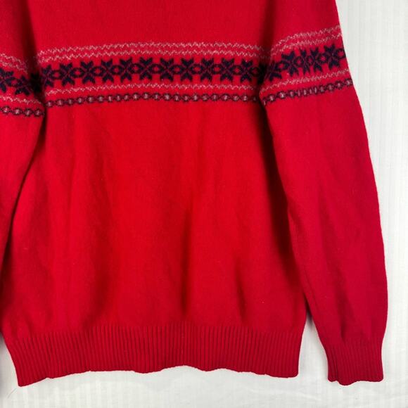 J. Crew Vintage Size X-Large %100 Lambs Wool Pullover Sweater 1/4 Zip Fair Isle - Picture 11 of 12